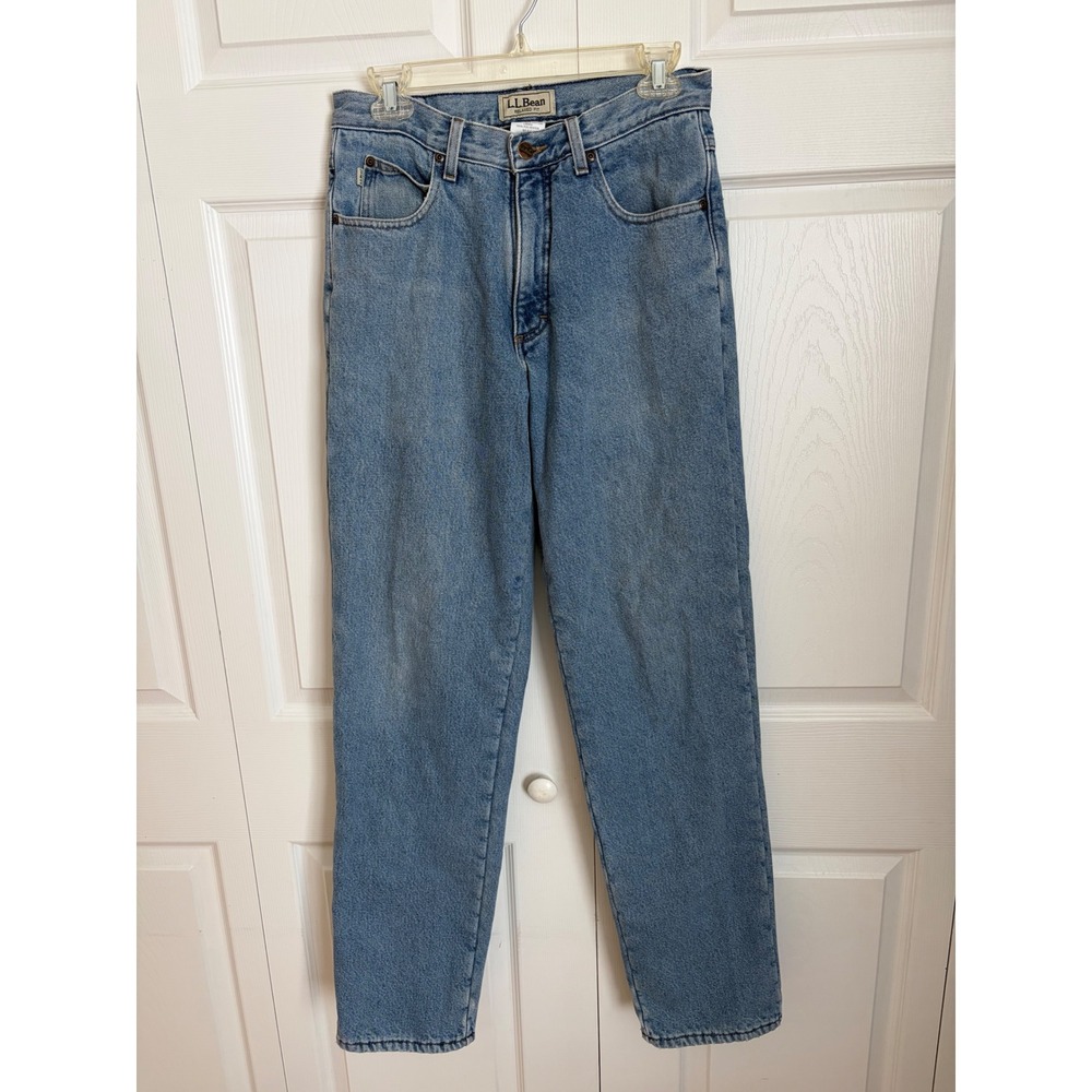 LL Bean Relaxed Fit Flannel Lined Jean Men 30x34 Blue Denim Fleece Winter 162344